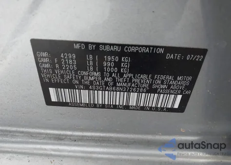 2022 Subaru Impreza Base 5-Door from USA, damaged, VIN 4S3GTAB68N3726286